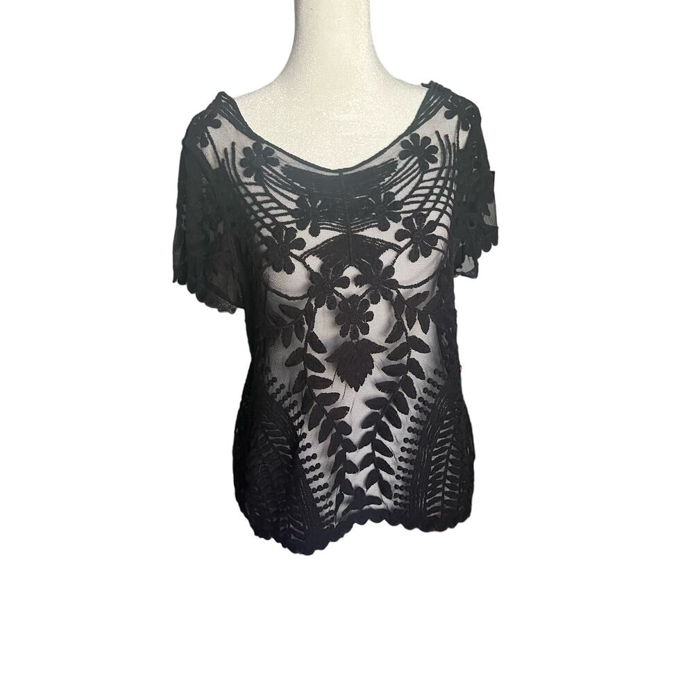 Lace Mesh Cropped Shirt Express Size M - Picture 2 of 7